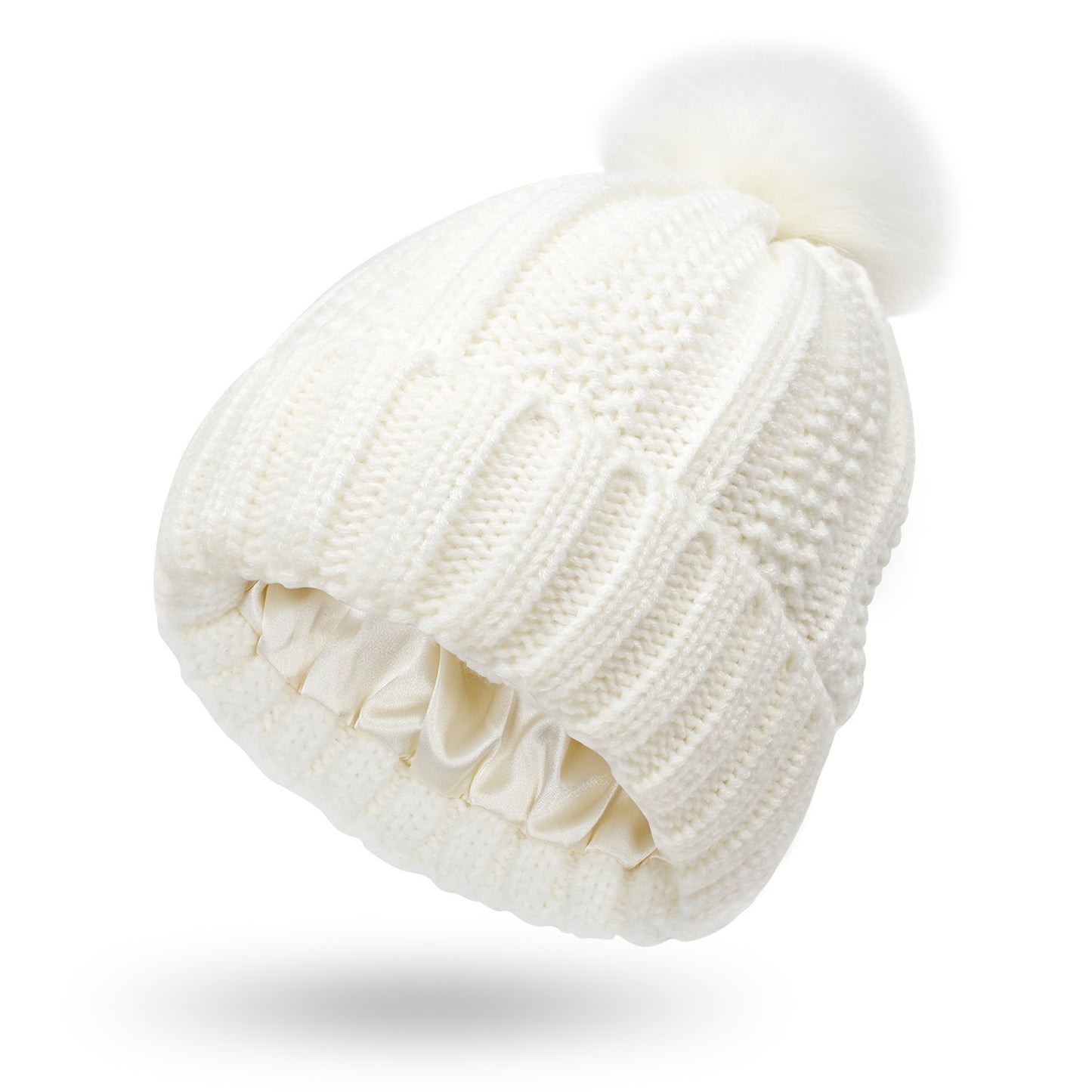 Stylish Knit Beanie with Satin Lining and Paisley Detail