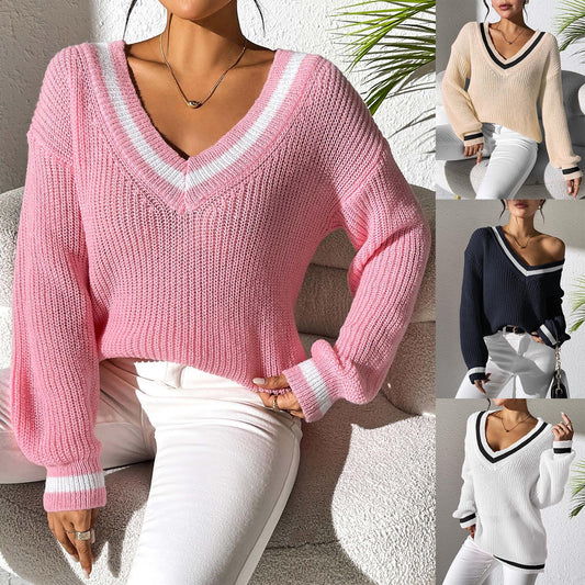 Casual V-neck Loose Sweater