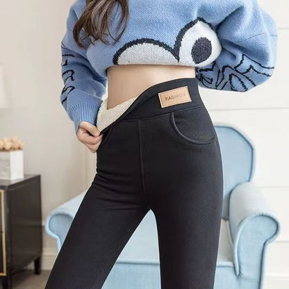 Fashionable High Waist Warm Fur Leggings