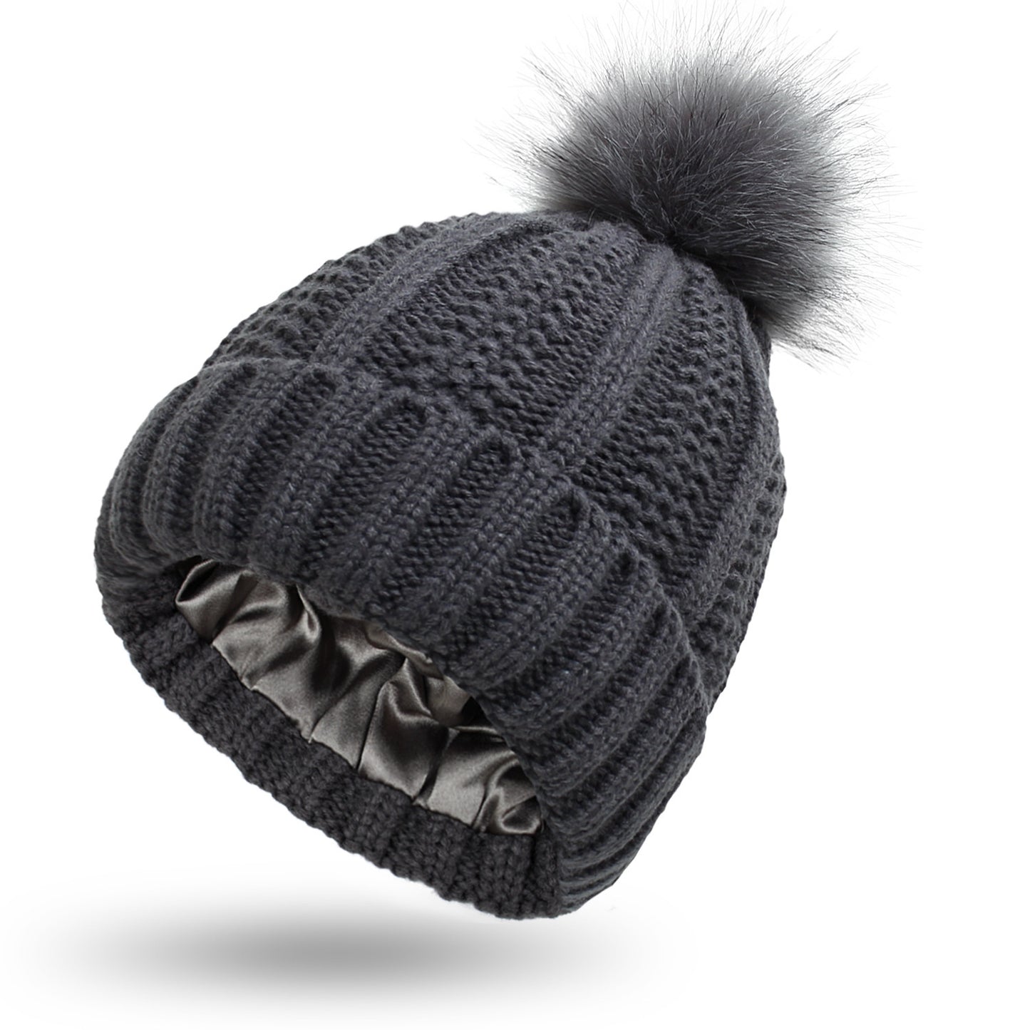 Stylish Knit Beanie with Satin Lining and Paisley Detail