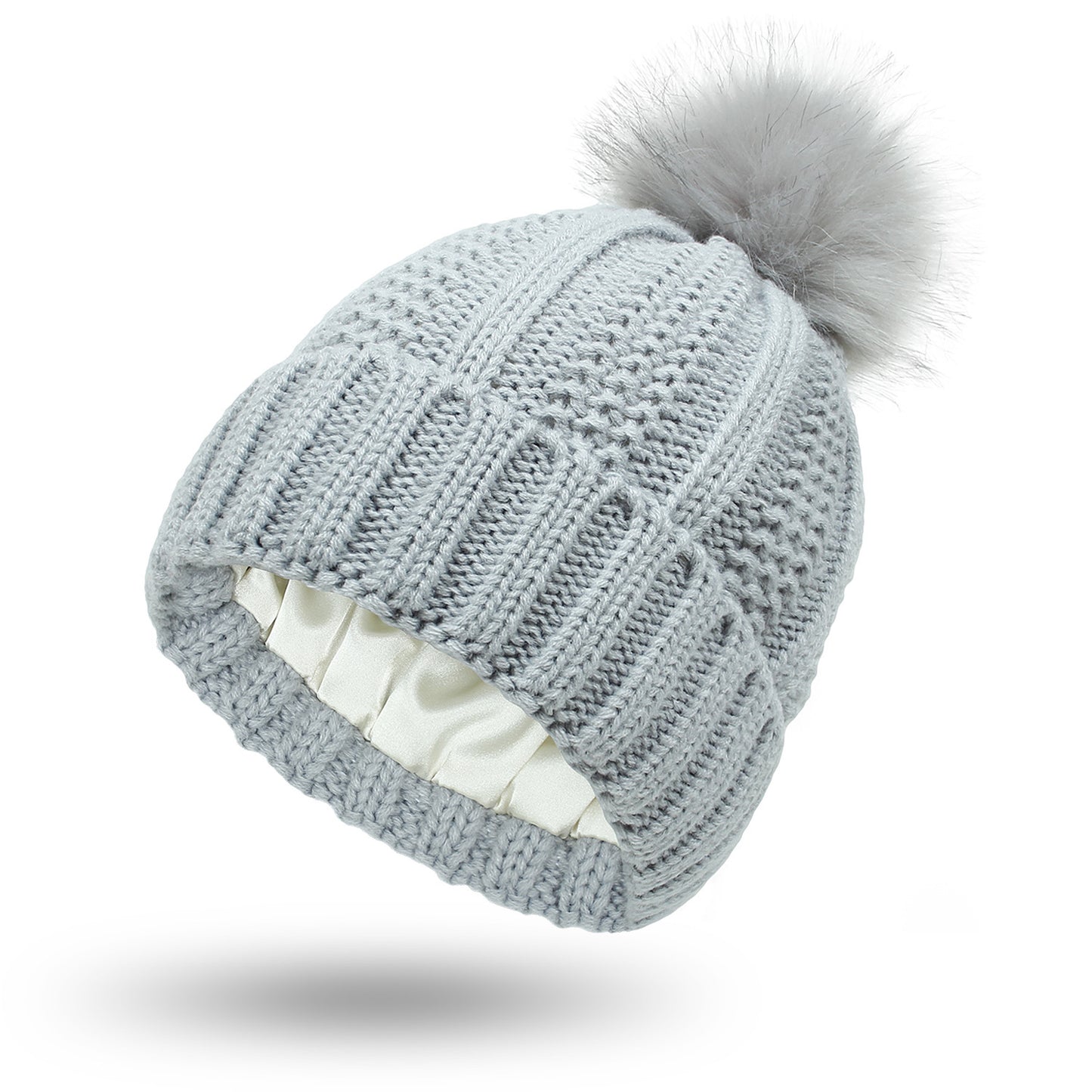 Stylish Knit Beanie with Satin Lining and Paisley Detail