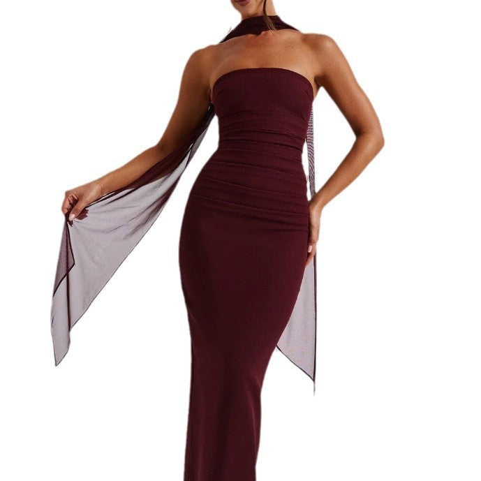 Scarf Bandeau Slim-fit Temperament Sheath Women's Clothing Dress