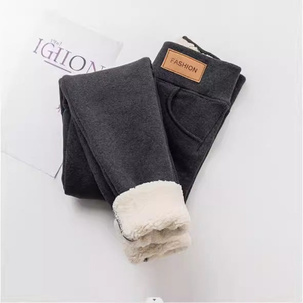 Fashionable High Waist Warm Fur Leggings