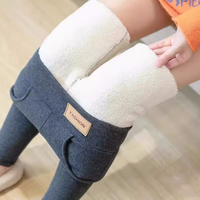 Fashionable High Waist Warm Fur Leggings